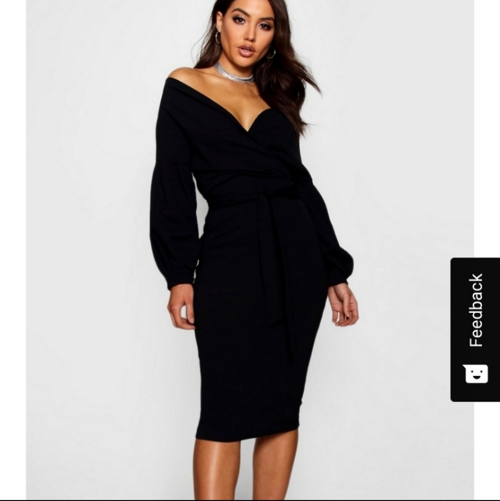 Black Boohoo midi dress size 12